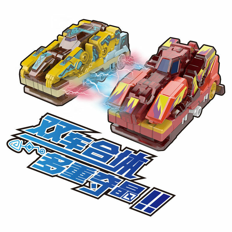 Screechers 3 figuras de acción de ataque de bestia, juguete de transformación, coche de velocidad de explosión salvaje