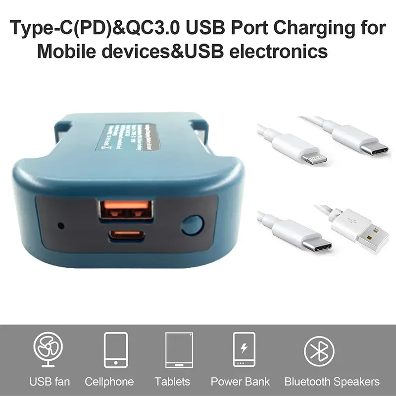 Portable Battery Holder For Makita 18V Li-ion Battery With USB Type-C Fast Charging Battery Adapter Battery Storage Rack BL1830