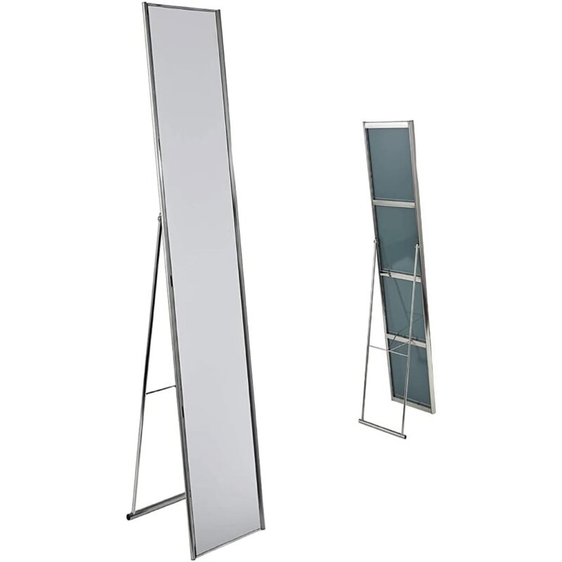 Miroir Intégral Moderne et Minimaliste avec Cadre Pliable en Acier Satiné, Adapté aux Miroirs du Sol au Plafond dans la Chambre