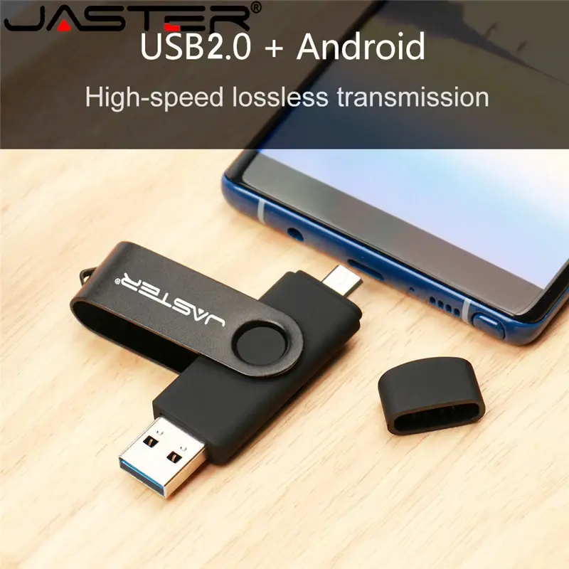 O flash de alta velocidade de jaster otg usb conduz a movimentação 2.0 da pena 64gb 32gb 16gb 8gb pendrive 2 em 1 micro vara do usb para o smartphone de android