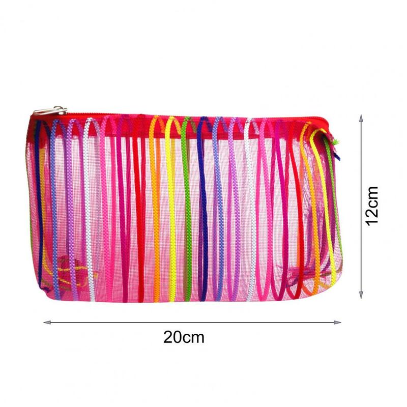 Great  Makeup Case Polyester Korean Style Colorful Striped Toiletries Organizer High Capacity Portable Makeup Bag for Dresser