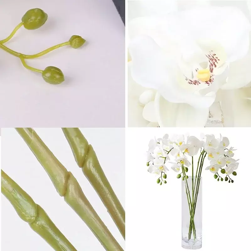 Orquídea Artificial de 32 pulgadas, flores falsas de Phalaenopsis, plantas de tallo de Orquídea Artificial para decoración del hogar y boda, 6 unidades