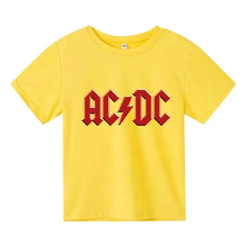 High Quality Cotton Brand Kids Tshirts Summer kids AC DC Short Sleeved Round Neck print T-Shirt Printed Children's Casual Wear b