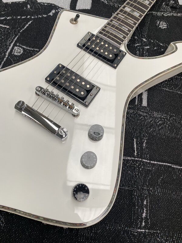 Guitarra elétrica espelhado com cromo Hardware, espelhado estilo, branco espelhado, Iceman Paul e Stanley piquetes, frete grátis, em estoque