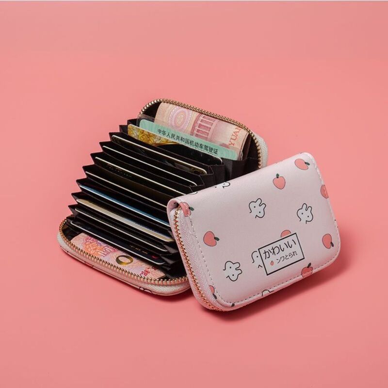 Pu Leather Card Holder High Quality 9 Slots Safety Coin Purse Zipper Portable Hand Wallet Female