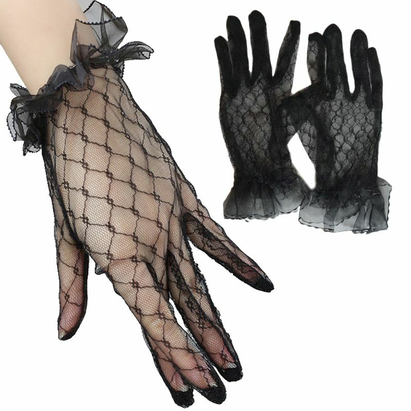 Женские кружевные перчатки, Элегантные короткие перчатки, летние перчатки для свадьбы, ужина, вечеринки, кружевные перчатки из сетчатой пряжи