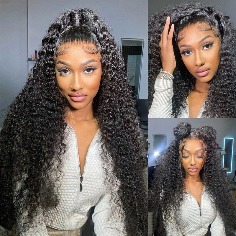 38 inches human hair lace frontal wig 200 density curly wigs for woman choice preplucked 13x6 hd water wave lace frontal wig