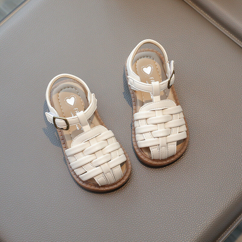 Sapatos de praia infantis recortados, sandálias de bebê, sandálias planas de menino, estilo trançado, sapatos de caminhada casual infantil, moda verão