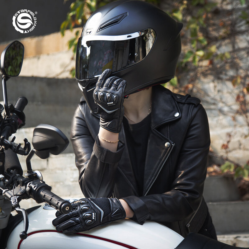 SFK-guantes transpirables de piel de cabra auténtica para mujer, manoplas antideslizantes resistentes al desgaste para Moto, equipo de carrera para montar, Verano