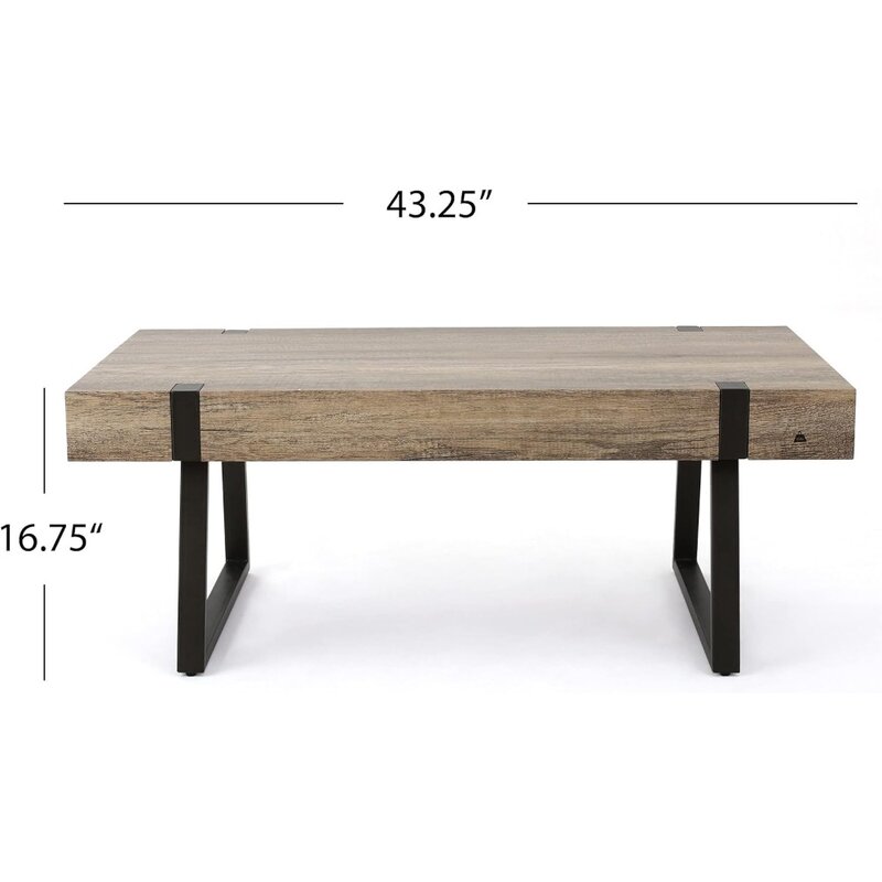 Abitha-mesa de centro de madera sintética para habitaciones, 23,60 pulgadas X 43,25 pulgadas X 16,75 pulgadas, gris cañón, mesa de cocina con sillas de salón