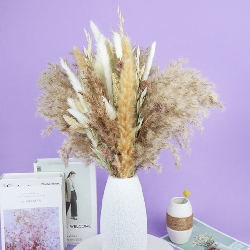 Natural Fluffy Dry Flowers Real Reed Grass Natural Dried Pampas Grass Decor Wedding Flower DIY Bohemian For Home Dekoration
