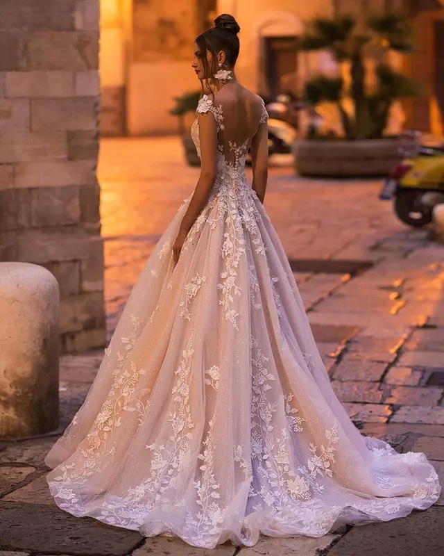 Gaun pernikahan Boho untuk wanita gaun pengantin renda tanpa punggung bahu tipis untuk wanita gaun pengantin elegan Vestidos De Novia