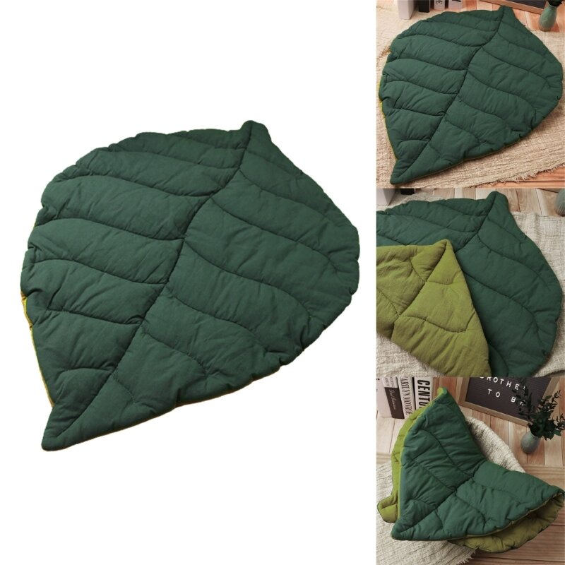 F62D Creatively Leaf Shape Rugs Skin-friendly Cotton Blankets for Infant Crawling Mat
