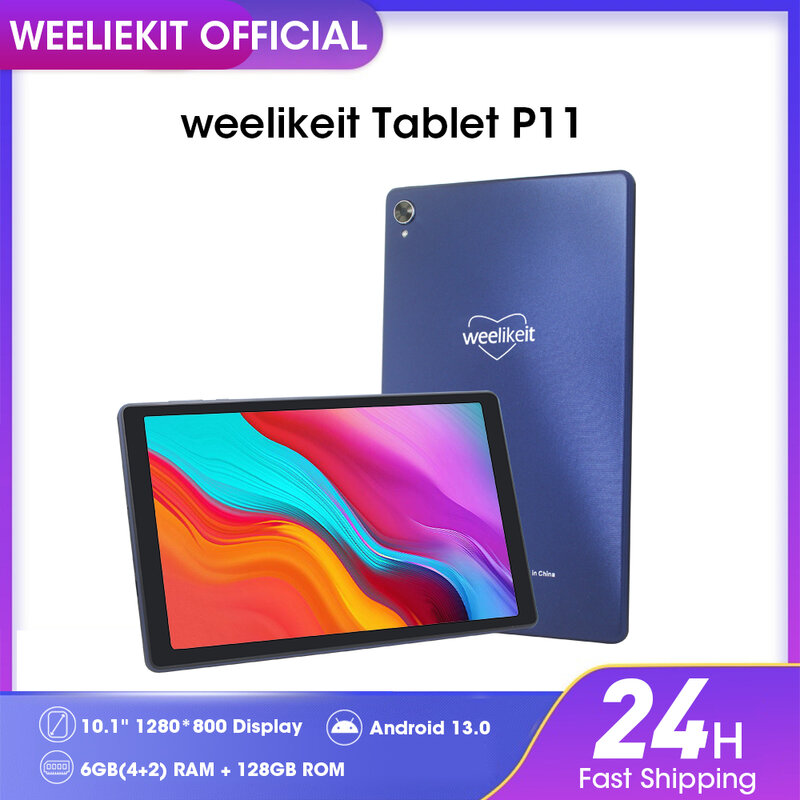 weelikeit P15W Android 13 Tablet 10.1 inch IPS Max 6GB RAM 128GB ROM A523 8-core Type-C 6000mAh Batterij Dual-band Wi-Fi-tabletten