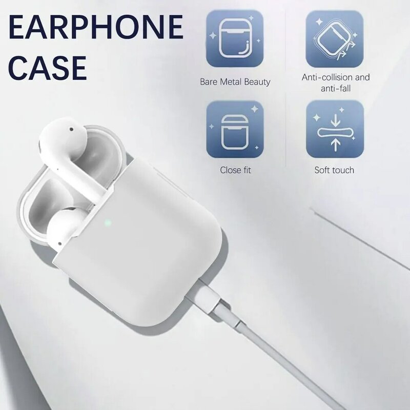 Caso do fone de ouvido à prova de choque para Airpods 1, 2 Soft Silicone Case, Capa protetora sem fio, Headphone Case Acessórios, transporte rápido