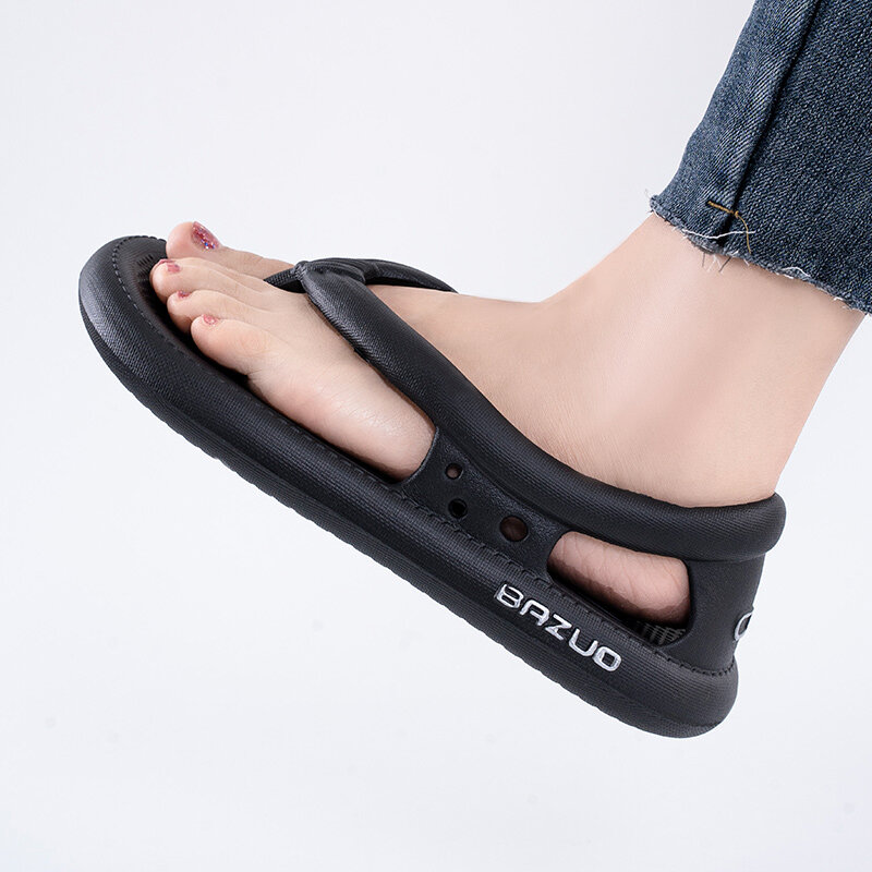 Zapatillas de verano para mujer, Chanclas de suela gruesa, sandalias antideslizantes para exteriores, zapatillas de playa informales para el hogar, 2023
