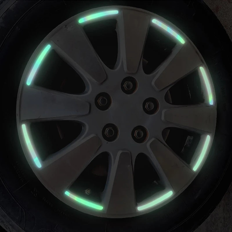 20 pçs aro do pneu carro reflexivo adesivo noite segurança tira de advertência da motocicleta bicicleta roda auto cubo refletor adesivos decalques