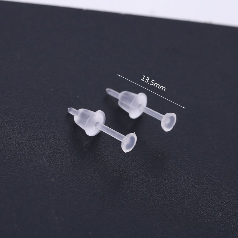 Mặt sau bông tai & Bộ trụ bông tai bằng nhựa Tổng cộng 100 Bộ Ghim bông tai trong suốt F19D