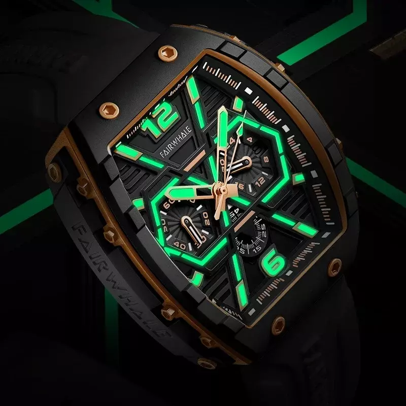 2024 Newest Fashion Quartz Watch For Men Calendar Luxury Waterproof Silicone Strap Luminous Yellow Men Wristwatch Reloj Hombre