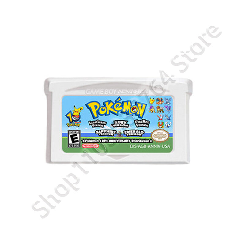 Cartucce di gioco evento Pokemon distribuzione del decimo anniversario GBA Cart - Gen III Pocket Monster Distribution Card Strap