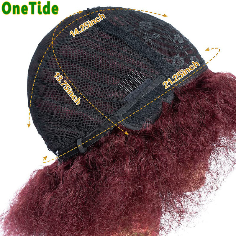 99J Afro crespo parrucca riccia parrucche dei capelli umani per le donne capelli umani brasiliani colore naturale macchina Remy parrucche corte dei capelli umani ricci