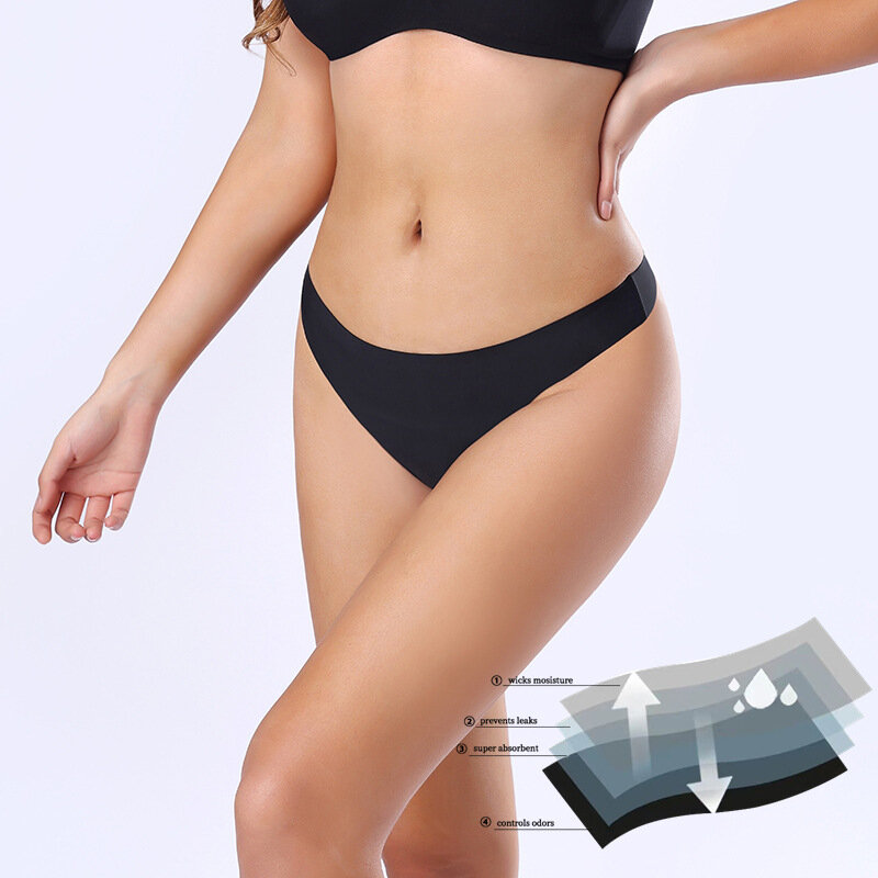 Women's Panties  Large Size Ice Silk Physiological Panties Four Layers Leak-proof Absorbent Menstrual Thongs Menstrual Panties