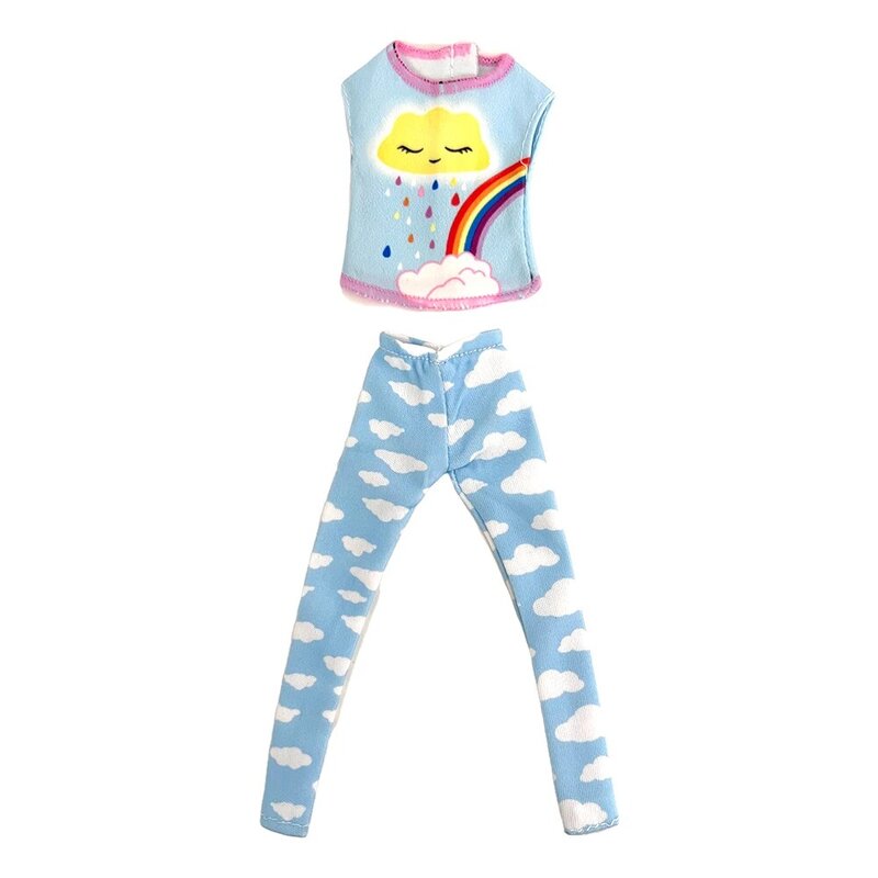 NK Official 1 Pcs Fashion Outfit Casual Cute Shirt Blue Trouseres  Party Clothes For Barbie Doll Accessories Dressing Up Toys