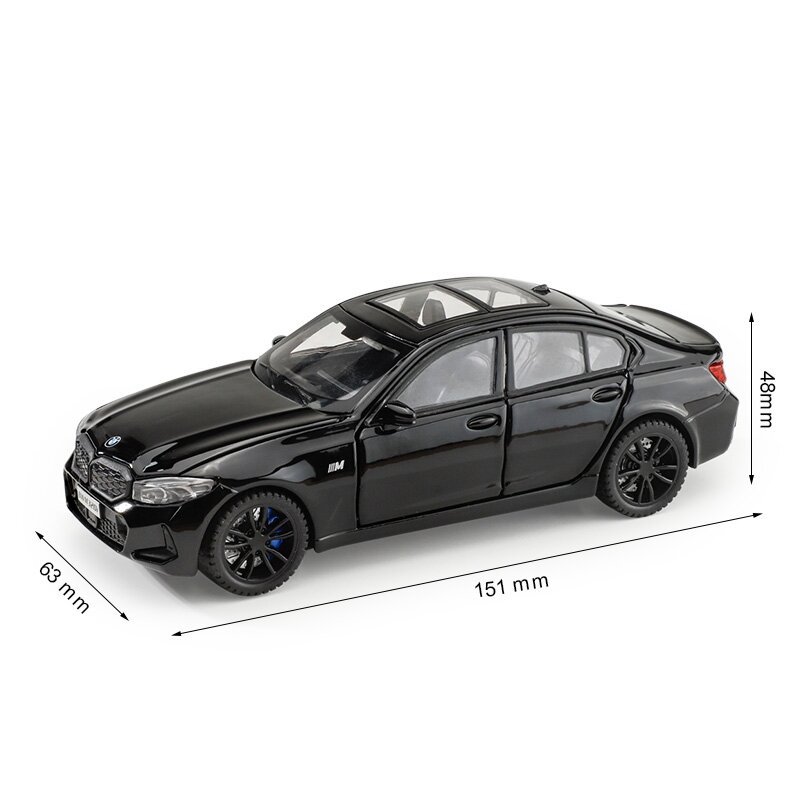 Coche de juguete en miniatura BMW 320i SUV, modelo de coche fundido a presión de juguete, puertas de luz y sonido que se pueden abrir, Colección educativa, regalo para niños, 1/32