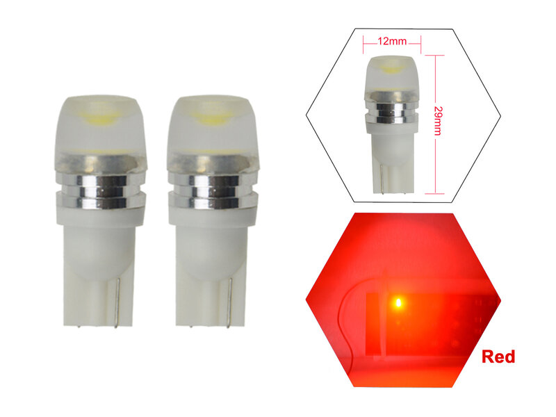 Bombillas LED laterales para salpicadero, lentes de leche 168, 194, 192, DC 12V, color rojo, 2 piezas, T10, Wedge T8.5 SMD