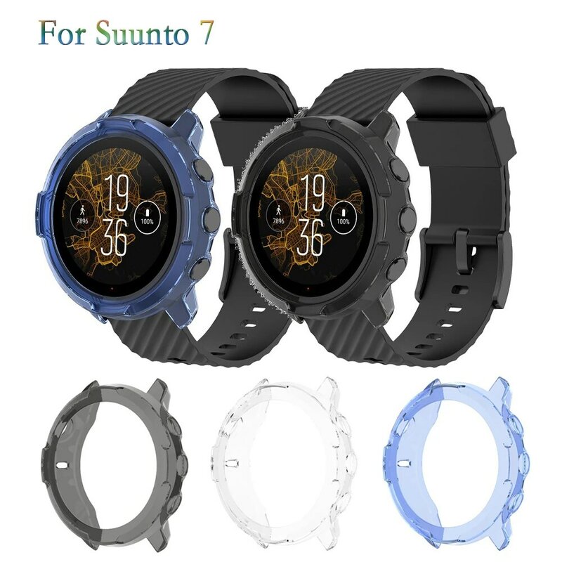 Coque de montre transparente pour Suunto 7, coque de protection d'écran souple, coque transparente en TPU, coque creuse, haute qualité