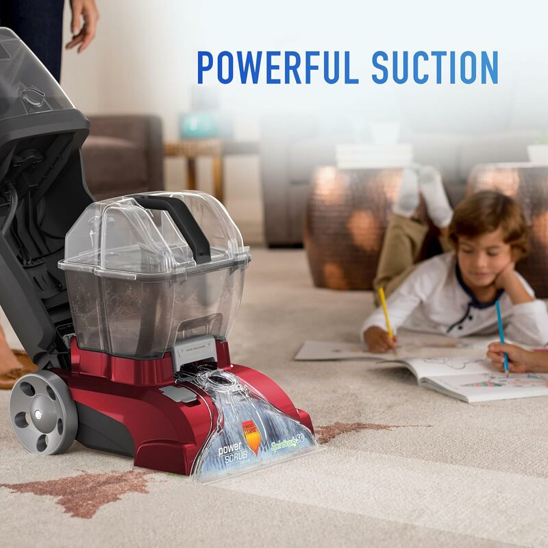 PowerScrub Deluxe Carpet Cleaner Machine, for Carpet and Upholstery,Carpet Deodorizer and Pet Stain Remover, FH50150NC, Red