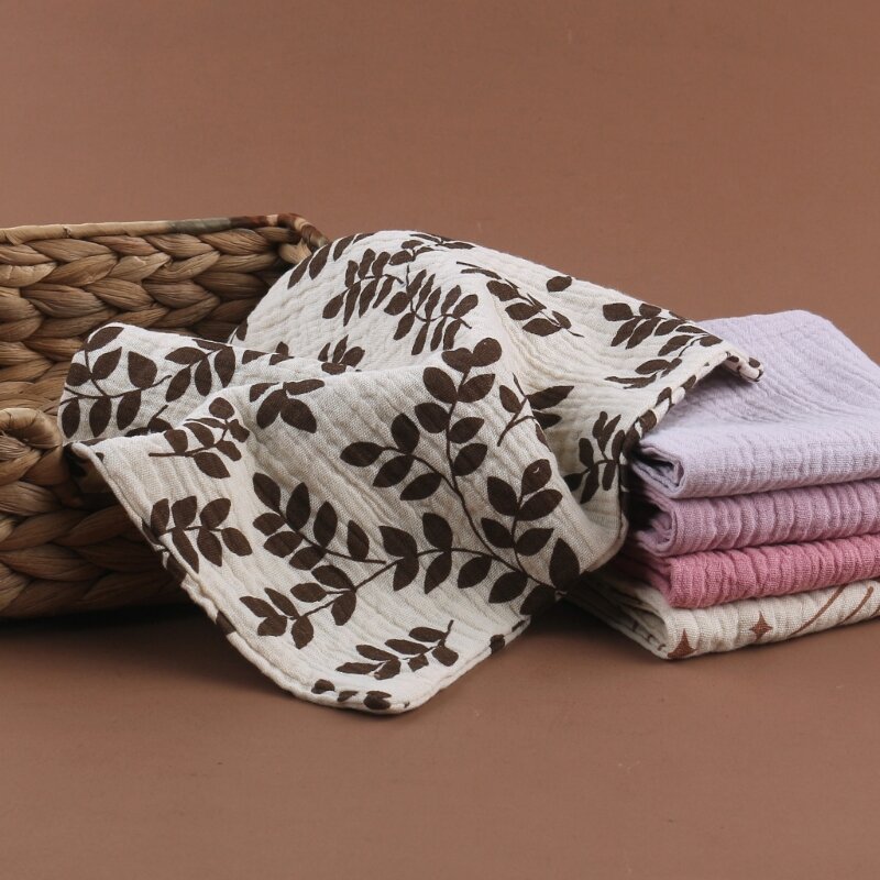 HUYU Baby Towel Bulk Burp Cloth Toddler Soft Breathable Wash Cloth Cotton Towel Drooling Bib Facecloth with Hanging-Hook 5PCS