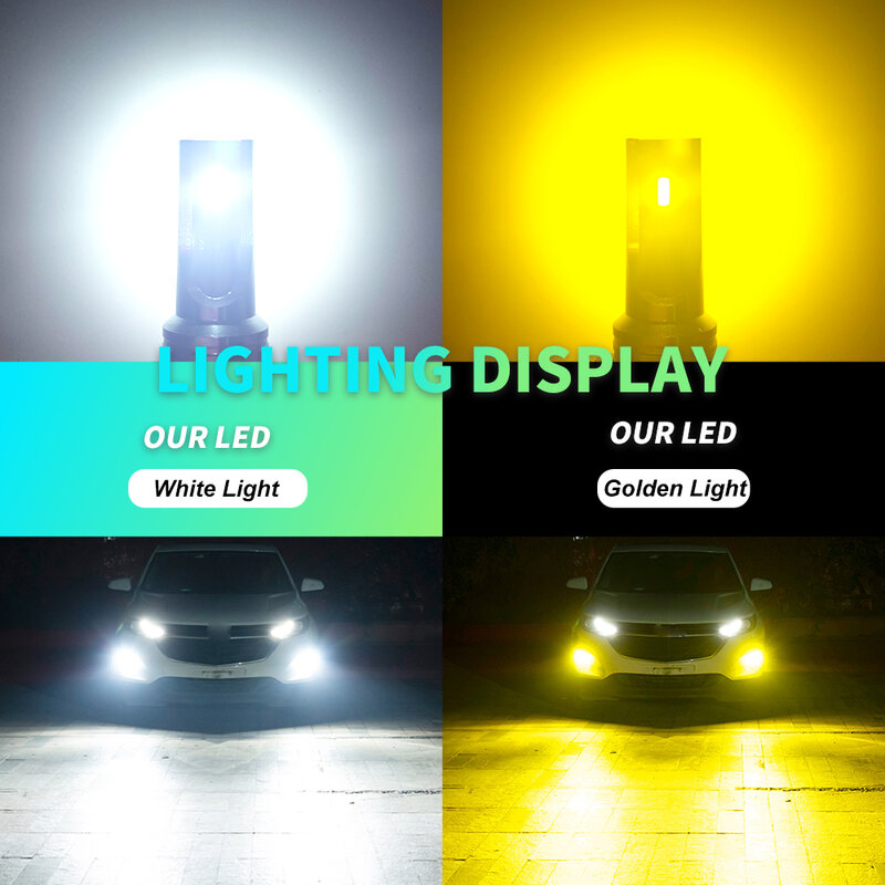 LEDヘッドライト電球,6000K,白,3000K,黄色のヘッドライト,12V,24V,2個,h8 h9 h16jp h11