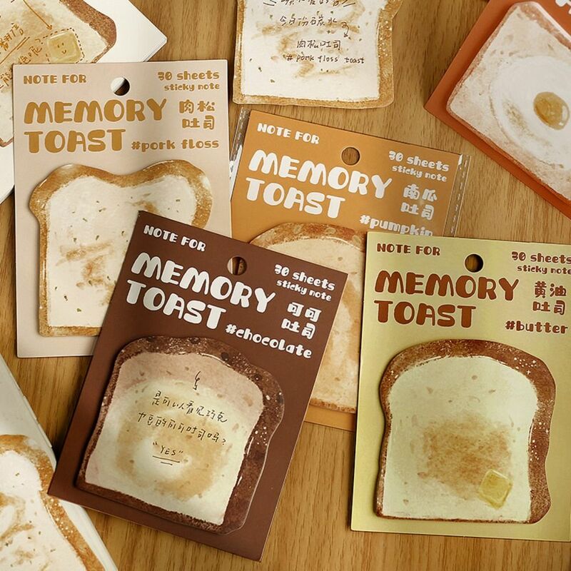 30 arkuszy Cute kartki samoprzylepne Cartoon kartki samoprzylepne Toast kształtować markery samoprzylepne notatniki domowe artykuły biurowe uczniów
