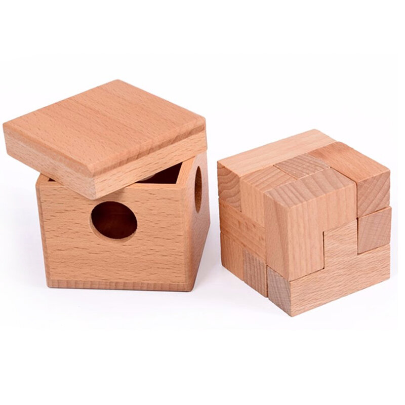 صندوق خشبي لدماغ لغز مكعب سوما ، قفل لوبان ، ألعاب تحدي الذكاء ، ألعاب تعليمية للأطفال ، مونتيسوري