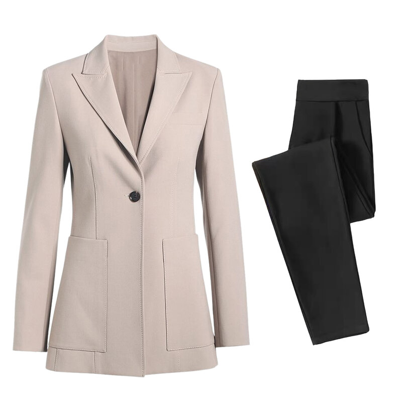 黒のパンツスーツと女性のジャケット、ピークラップの衣装、カジュアルなプロムの服、ビジネスと毎日、2個