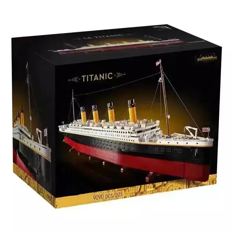 Bloques de construcción Titani para niños, juguete de ladrillos para armar barco de vapor Titani, ideal para regalo, código 9090, Compatible con 10294, Compatible con 99023,