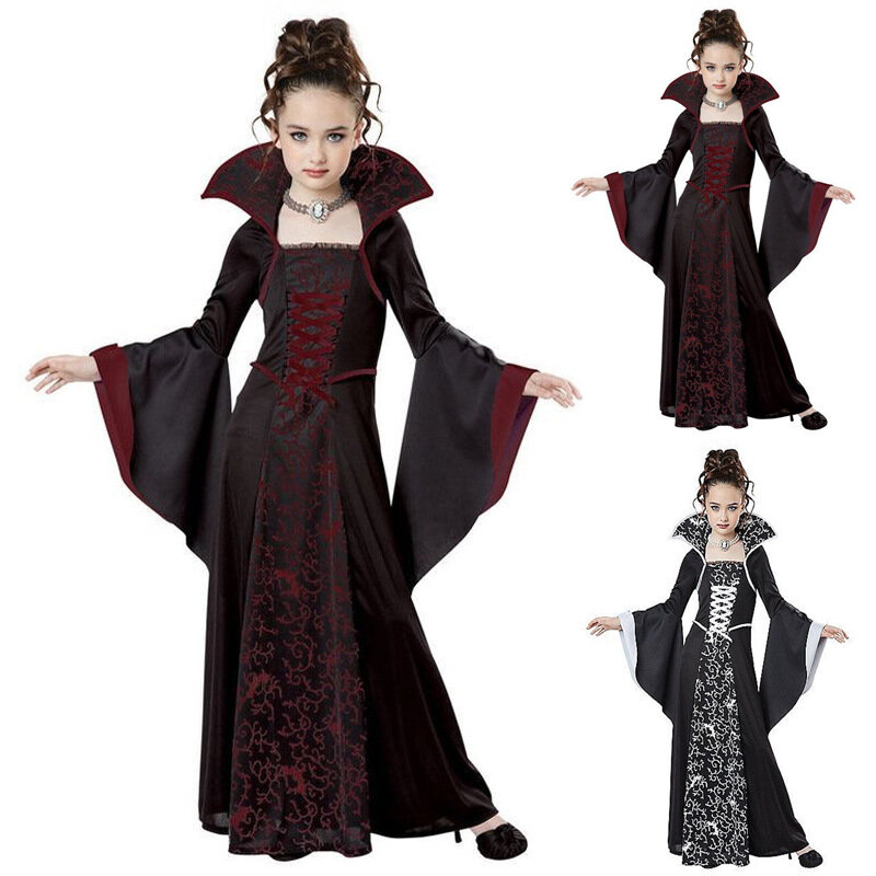 Halloween Cosplay Heks Vampier Kostuum Voor Kinderen Meisjes Disfraz Carnaval Verkleedpartij Mujer Kinderkleding