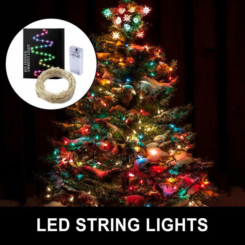 LED Christmas Tree Lights, pilhas, impermeável, decorações ao ar livre, luzes para pátio