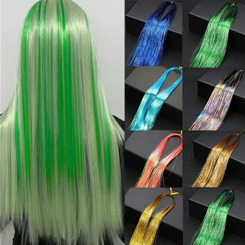 Sparkle Bling Hair Tinsel Glitter Sparkling Synthetic Hair Extensions for Women Headdress Party Accessories Halloween Cosplay