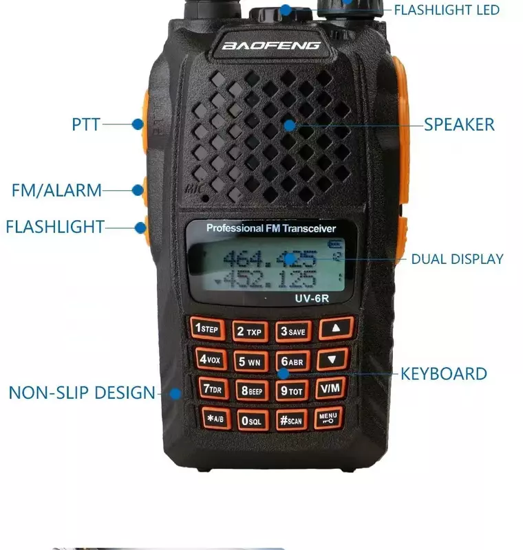 Baofeng-walkie-talkie profesional UV6R, transmisor FM de alta potencia, comunicación inalámbrica, Hotel, viaje, Camping al aire libre