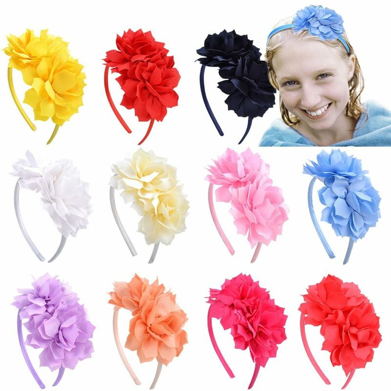Hair Accessories Big Flower Headband Hairbands Grosgrain Ribbon Hair Band Gifts Headwear Bows Hair Hoop Children Girls