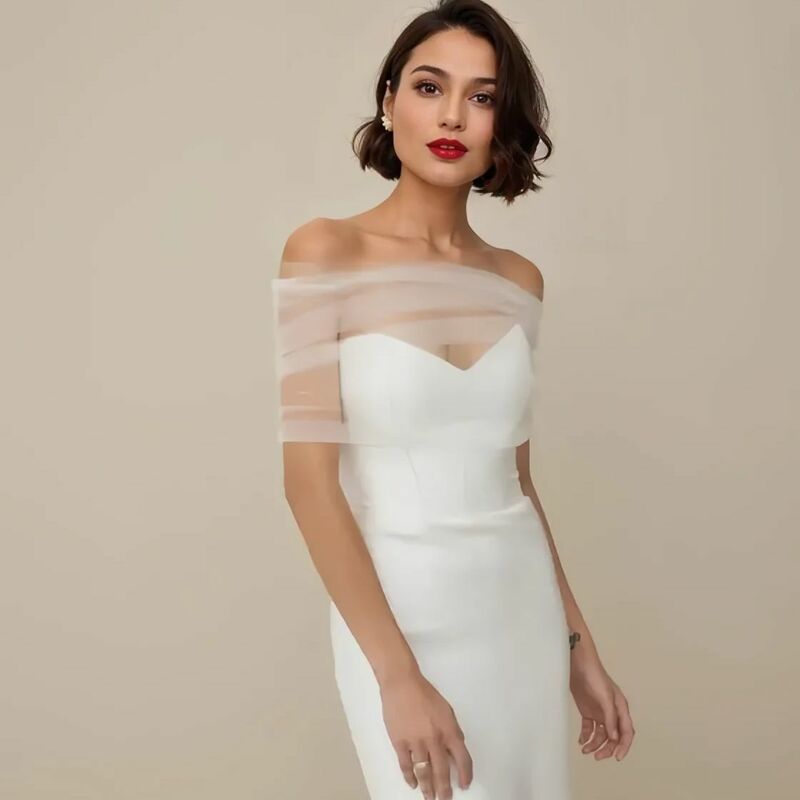 VG73 Bride Wrap Set Detachable Sleeve Bridal Shoulders Wedding Cover Party Bolero Woman Transparent Jacket  Removable Gloves