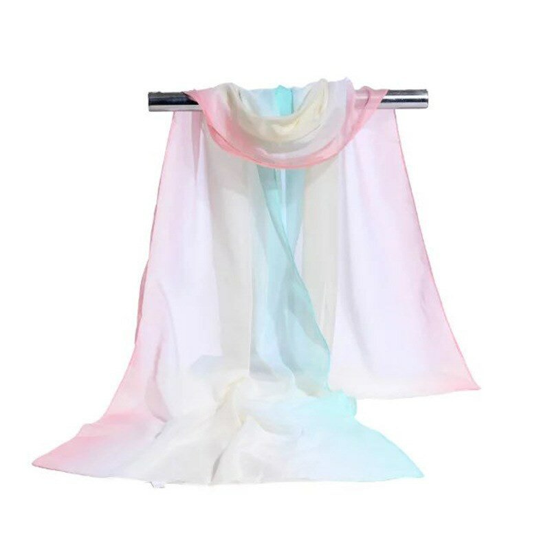 Bufanda de gasa con degradado de Color para mujer, chal salvaje, protector solar, flor floral, bufanda para niña, 160x50cm, nueva moda