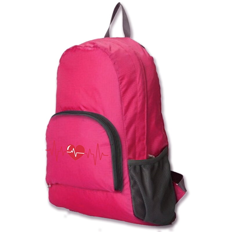 Backpacks Lightweight Portable Foldable Mountaineering Pack Love Print Zipper Travel Daypack Men Women Hiking Sports Backpack