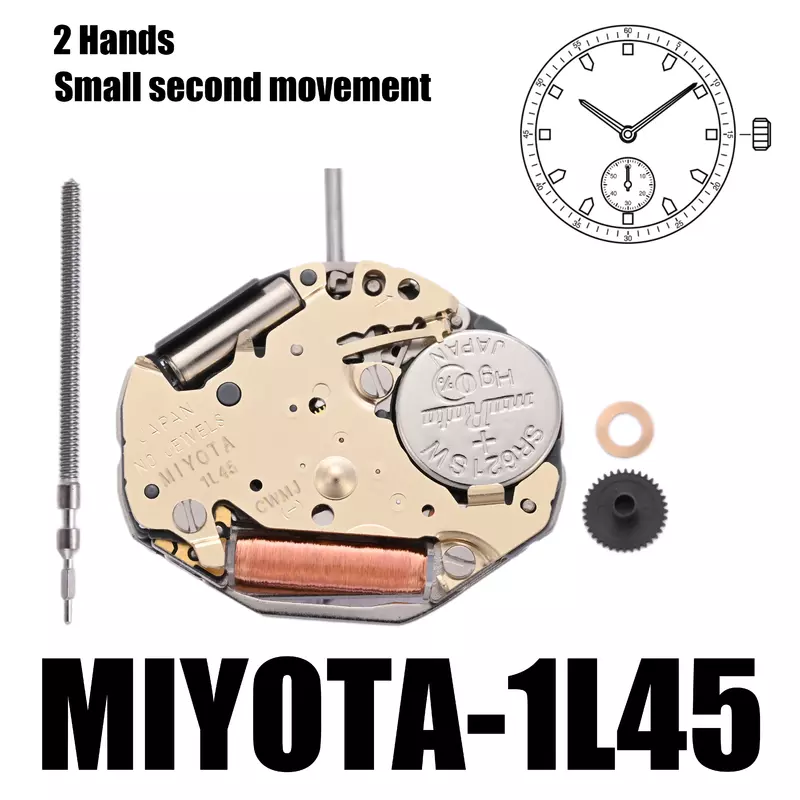 Standar MIYOTA 1L45 | Pergerakan jam tangan MIYOTA pergerakan. 1l40, kecil kedua, gerakan Standar. Ukuran: 6 3/4 × 8 ''Tinggi: 2.93mm