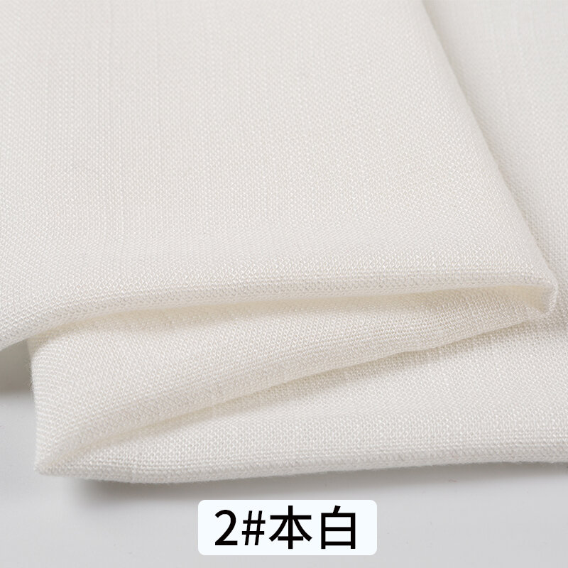 ผ้ายืดสีขาวสำหรับเย็บชุดเดรสลายดอกไม้ผ้าทอสีฝ้ายลินินผ้าซับในระบายอากาศได้ปกป้องสิ่งแวดล้อม