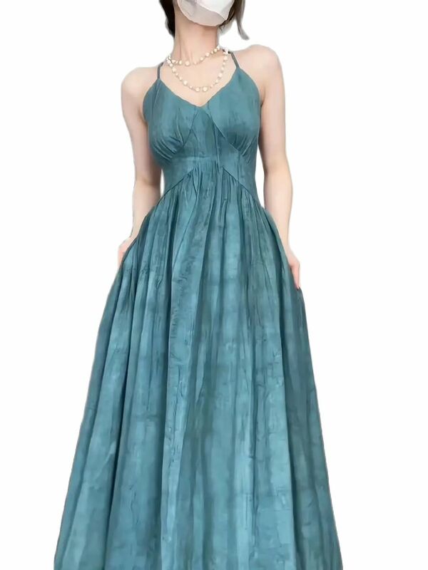 Maxi Dresses For Women Sleeveless Spaghetti Strap Slim Long Dress Temperament 2024 Summer New Temperament Casual Soft Dress