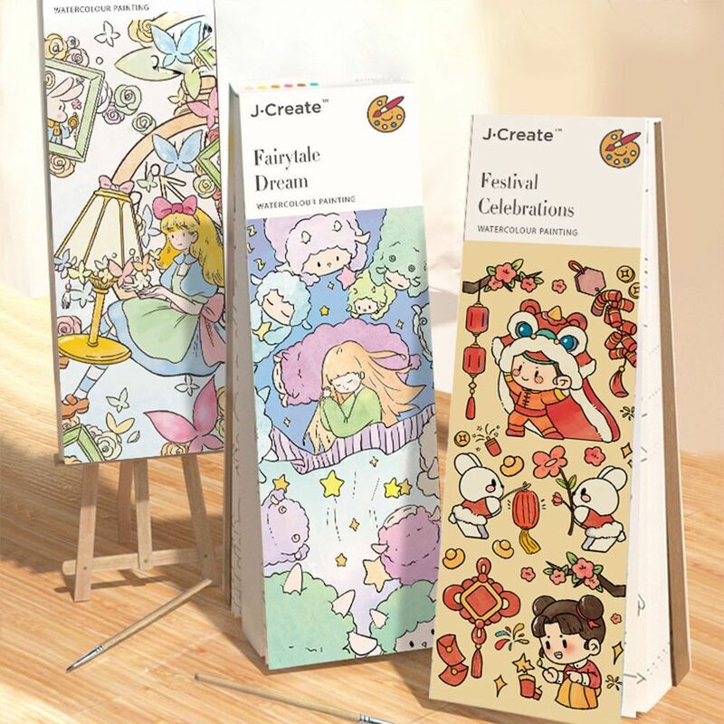 Papiery kolorowanki zabawki kolorowanki z farbą i kieszenią pędzlem szkicownik Graffiti książka obrazkowa pusta zestaw książek Doodle