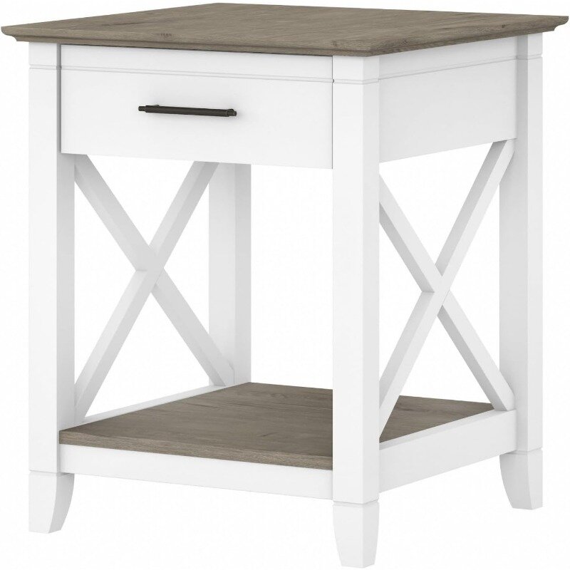 Small End Table with Storage Modern Farmhouse Accent Shelf for Living Room